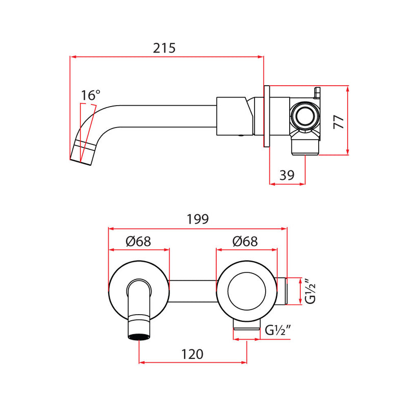 Rubine BO 3131 Wall Basin Mixer