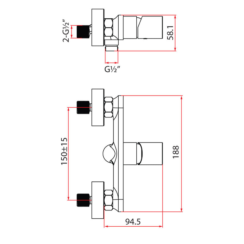 Rubine BO 3160.BK Shower Mixer