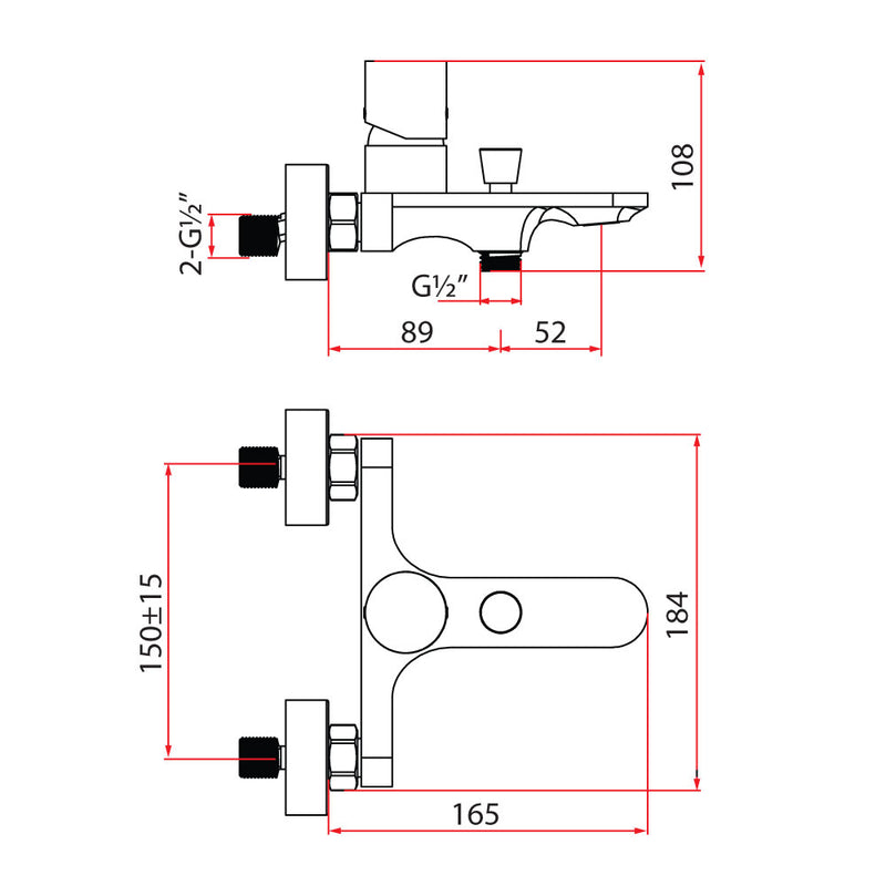 Rubine BO 3161.BK Bath Mixer