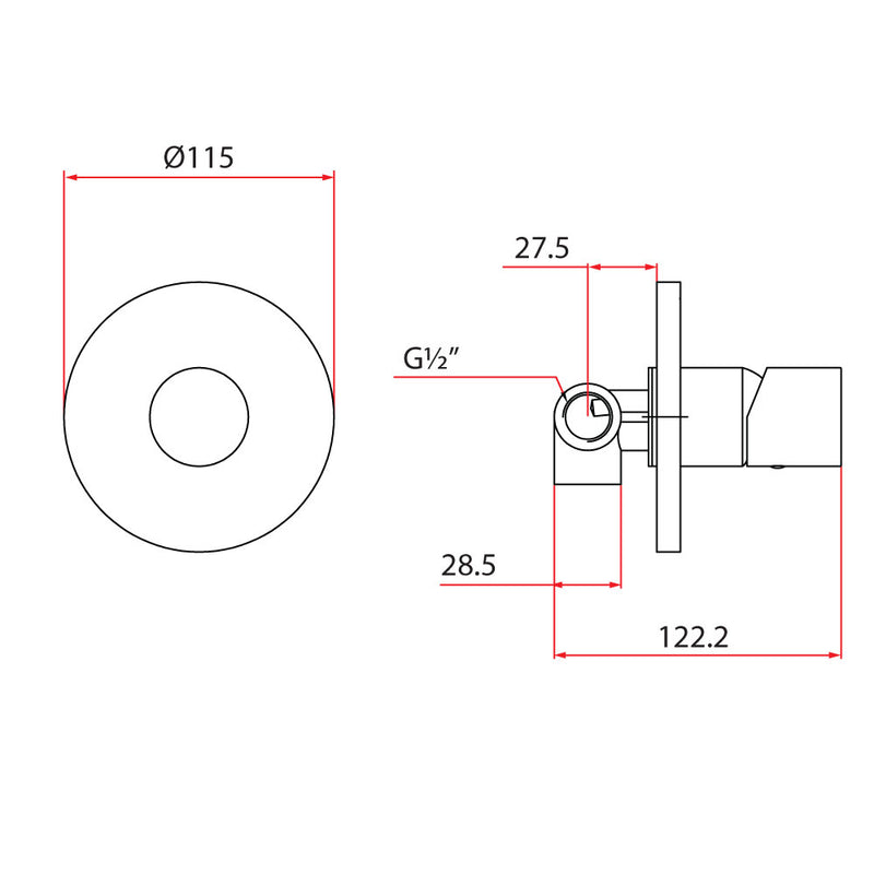 Rubine BO 3168.BK Concealed Shower Mixer