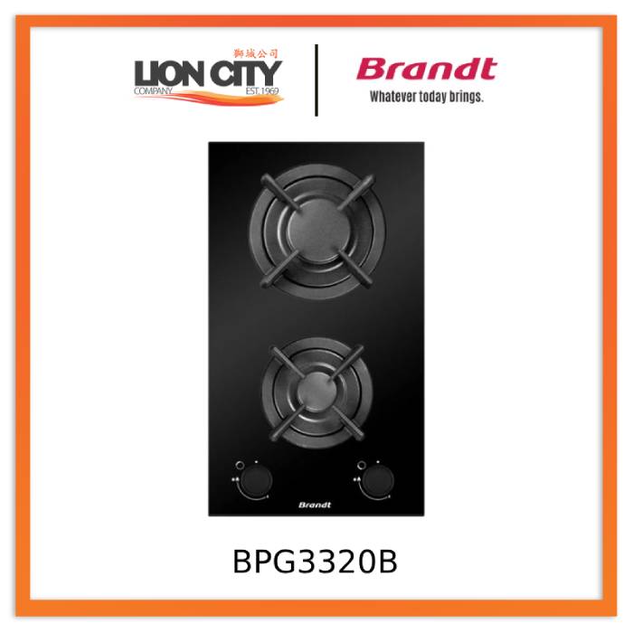 Brandt BPG3320B 30CM 2 Burner Domino Gas Hob