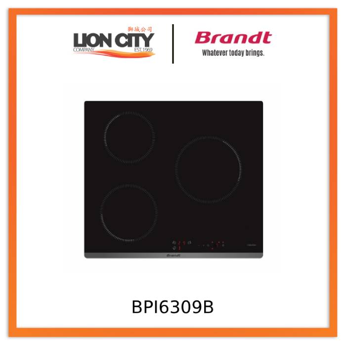Brandt BPI6309B 3 Zones 60cm Built-in Induction Hob