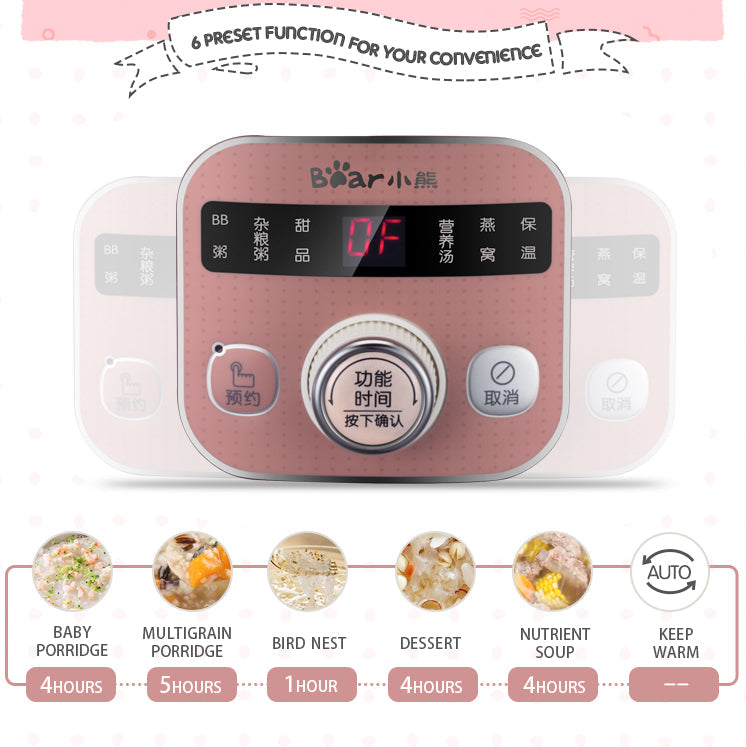 Bear 1.0L Digital Slow Cooker with Ceramic Pot DDG-D10B1