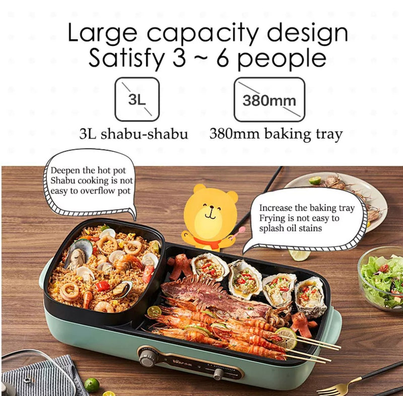 Bear 1600W Steamboat & BBQ Grill Multi Cooker DKL-C15G1