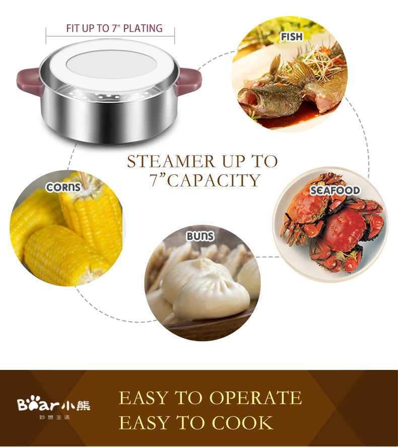 Bear 800W 8.0L 2-Tier Steamer and Steamboat DZG-D80A1