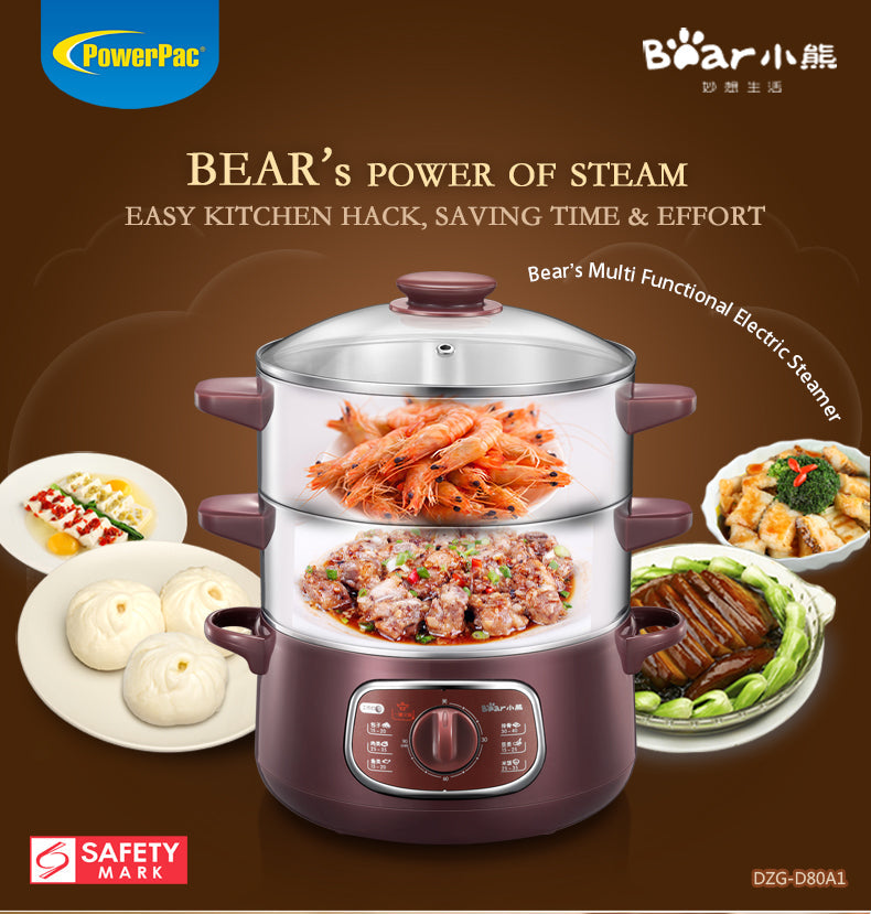 Bear 800W 8.0L 2-Tier Steamer and Steamboat DZG-D80A1