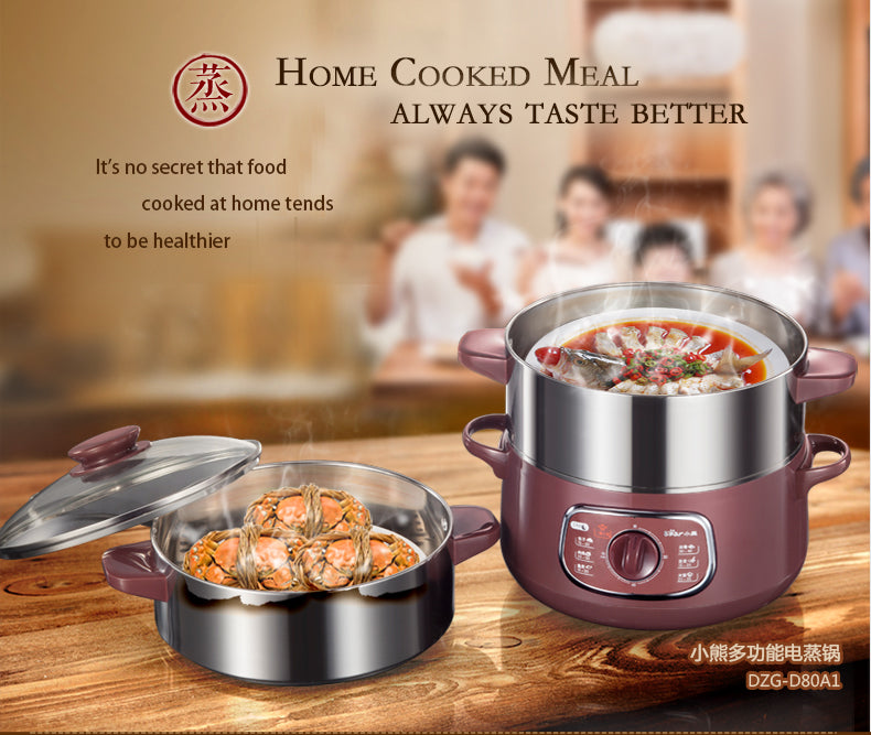Bear 800W 8.0L 2-Tier Steamer and Steamboat DZG-D80A1