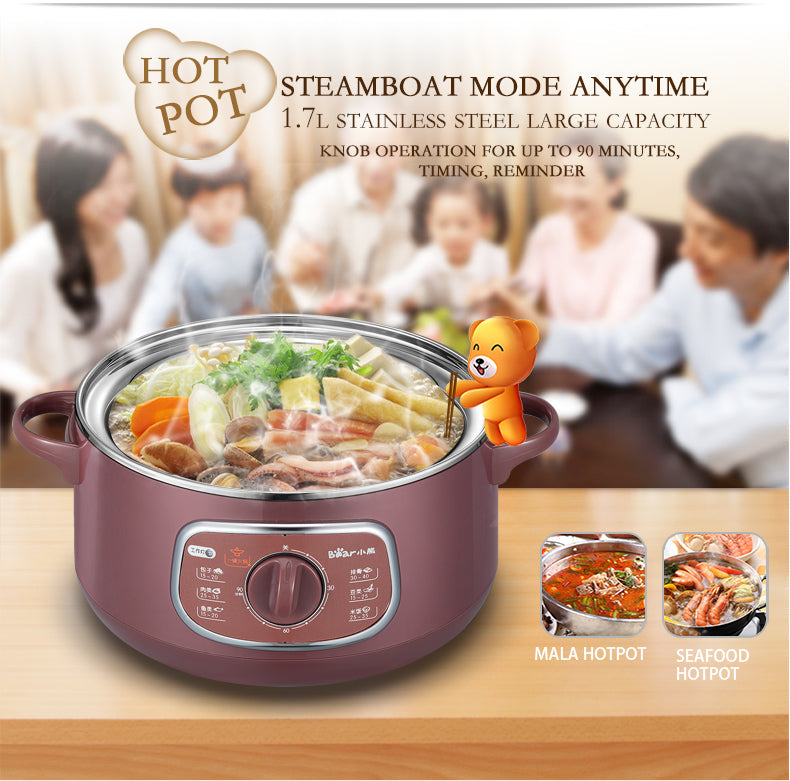 Bear 800W 8.0L 2-Tier Steamer and Steamboat DZG-D80A1