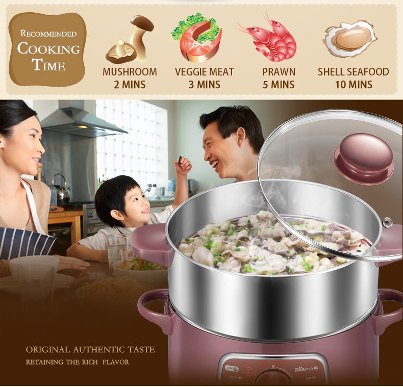 Bear 800W 8.0L 2-Tier Steamer and Steamboat DZG-D80A1