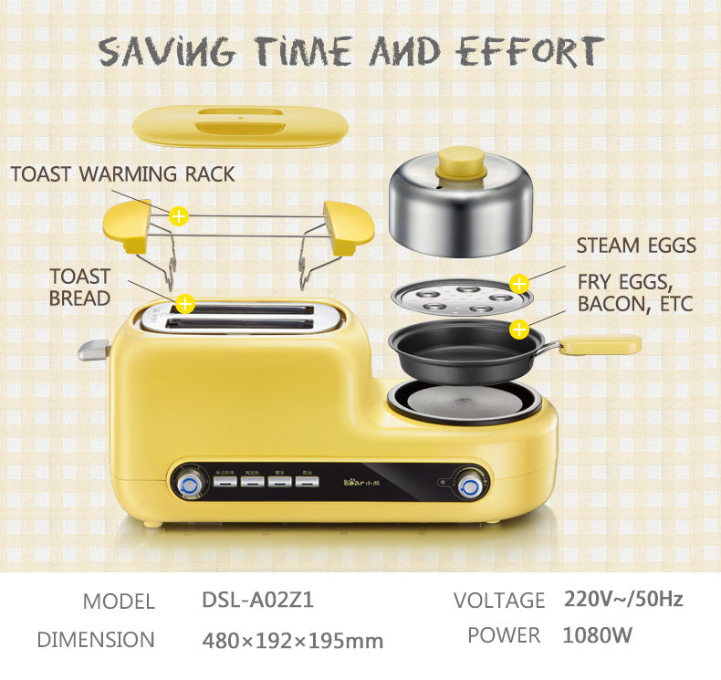 Bear 5-in-1 Breakfast Toaster Set with Non-Stick Pan DSL-A02Z1