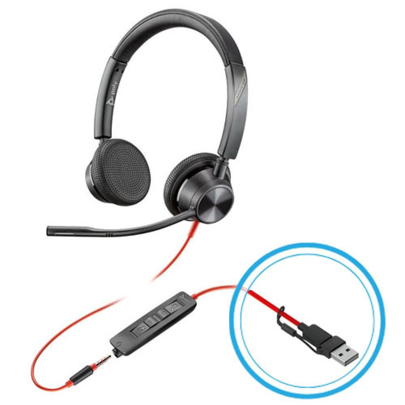 HP Poly Blackwire 3325 Stereo UC USB-C/A + 3.5mm Headset