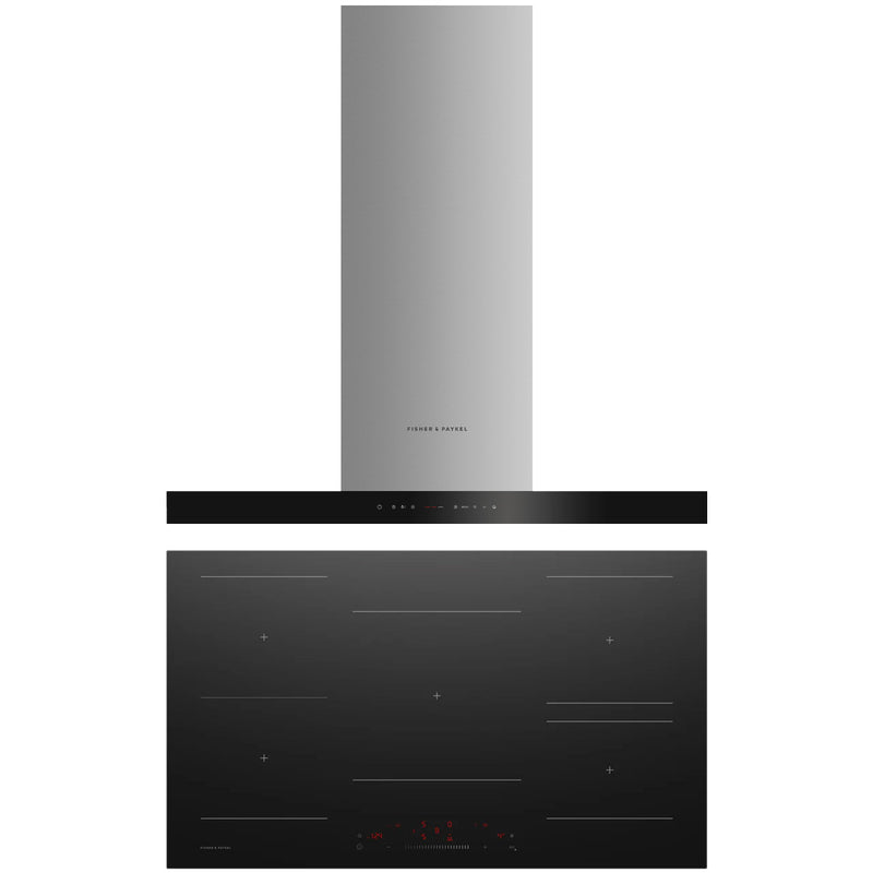 Fisher & Paykel Induction Hob and HC90DCXB4 Wall Canopy Hood Bundle