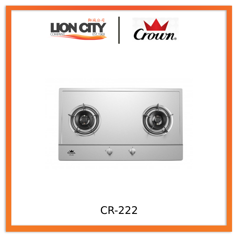 Crown CR-222 / CR-2 STAINLESS STEEL BUILT-IN GAS Stove Hob