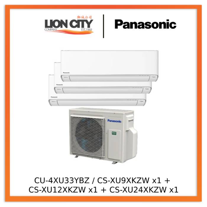 Panasonic CU-4XU33YBZ / CS-XU9XKZW x1 + CS-XU12XKZW x1 + CS-XU24XKZW x1 Xu System 3 Aircon (9k + 12k + 24k)