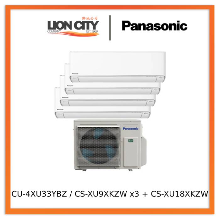 Panasonic CU-4XU33YBZ / CS-XU9XKZW x3 + CS-XU18XKZW XU SYSTEM 4 AIRCON (9K x3 + 18K)