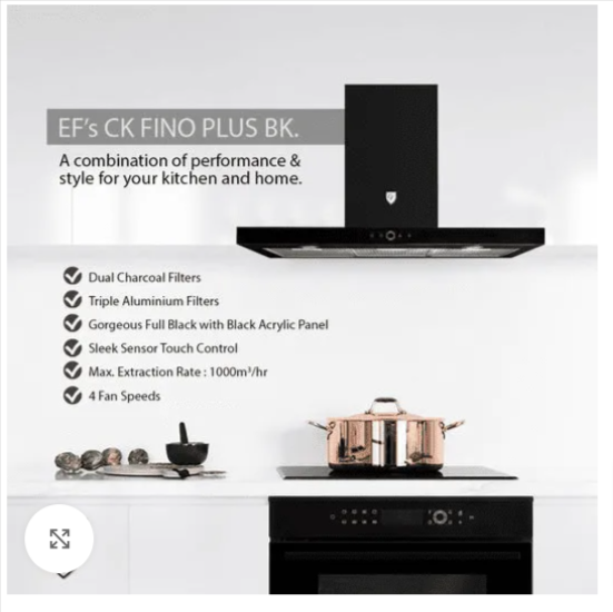 EF HB BI 2721 A Induction Hob 70CM + EF 90cm Chimney Hood CK FINO PLUS BK