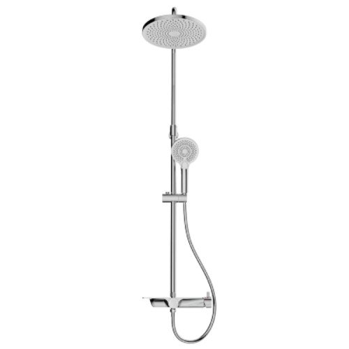 Rubine Deckos RSC-DECKOS-U2-CH Round Rainshower Column With Mixer Shelf Chrome