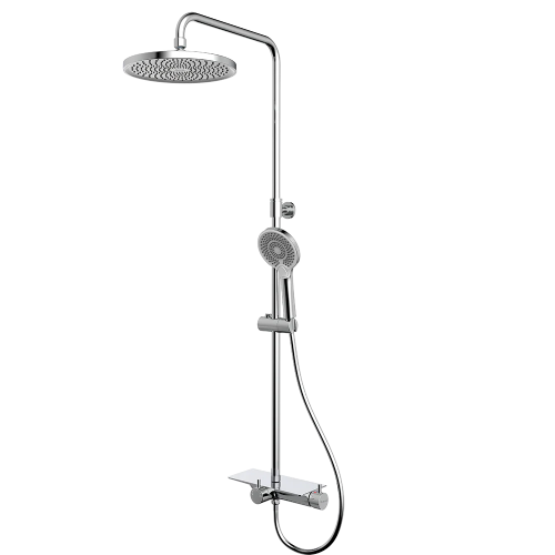 Rubine Deckos RSC-DECKOS-U2-CH Round Rainshower Column With Mixer Shelf Chrome