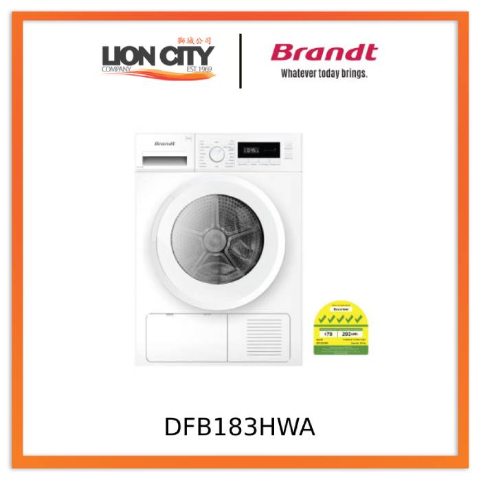 Brandt DFB183HWA Front Load Dryer - White