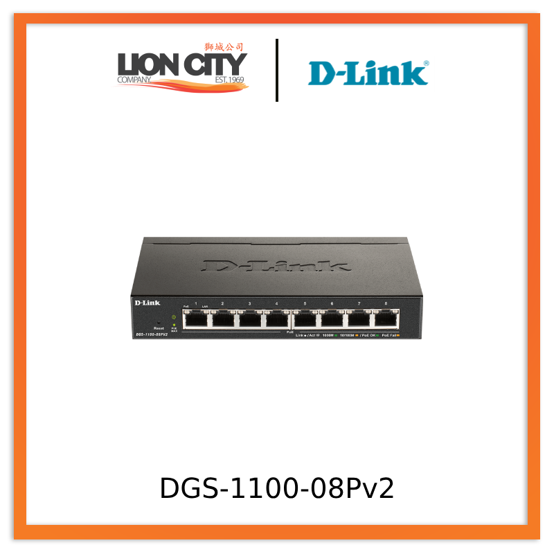 D-Link DGS-1100-08PV2 8-Port Gigabit PoE Smart Managed Switch