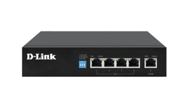 D-Link DGS-F1005P-E 250M 5-Port 1000Mbps Switch with 4 PoE Ports and 1 Uplink Port