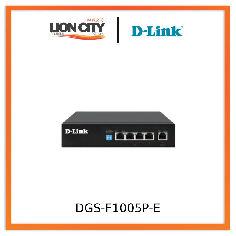 D-Link DGS-F1005P-E 250M 5-Port 1000Mbps Switch with 4 PoE Ports and 1 Uplink Port