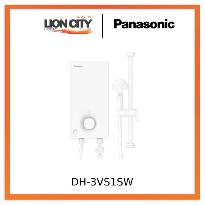 Panasonic V Series Water Heater DH-3VS1SW with 9 Safety Features and Anti-Bacterial Ag+ Crystal Material Shower Head