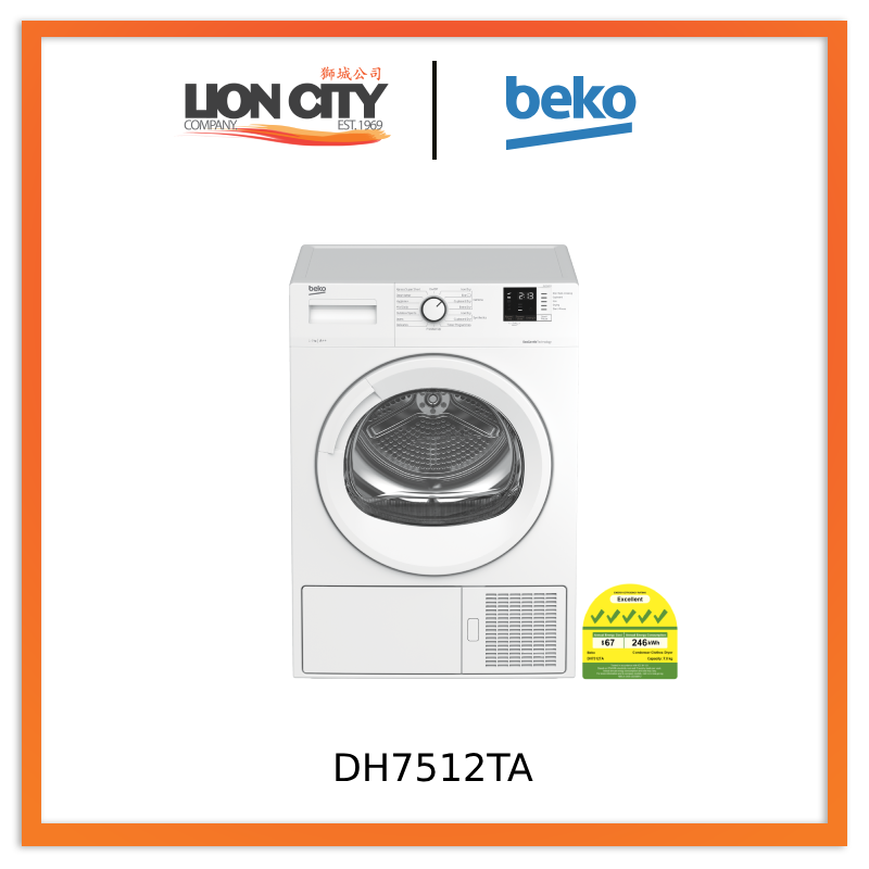 Beko DH7512TA Tumble Dryer (Heat Pump, 7 kg)