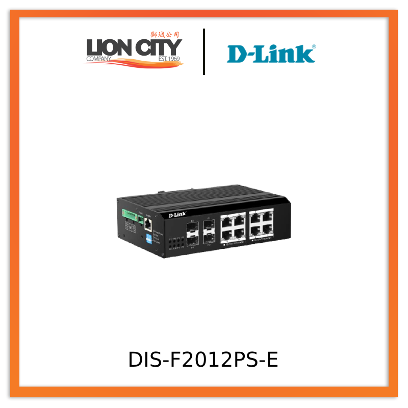 D-Link DIS-F2012PS-E 8-Port Layer 2 Gigabit 250m PoE Industrial Switch