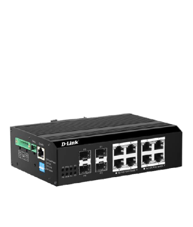 D-Link DIS-F2012PS-E 8-Port Layer 2 Gigabit 250m PoE Industrial Switch