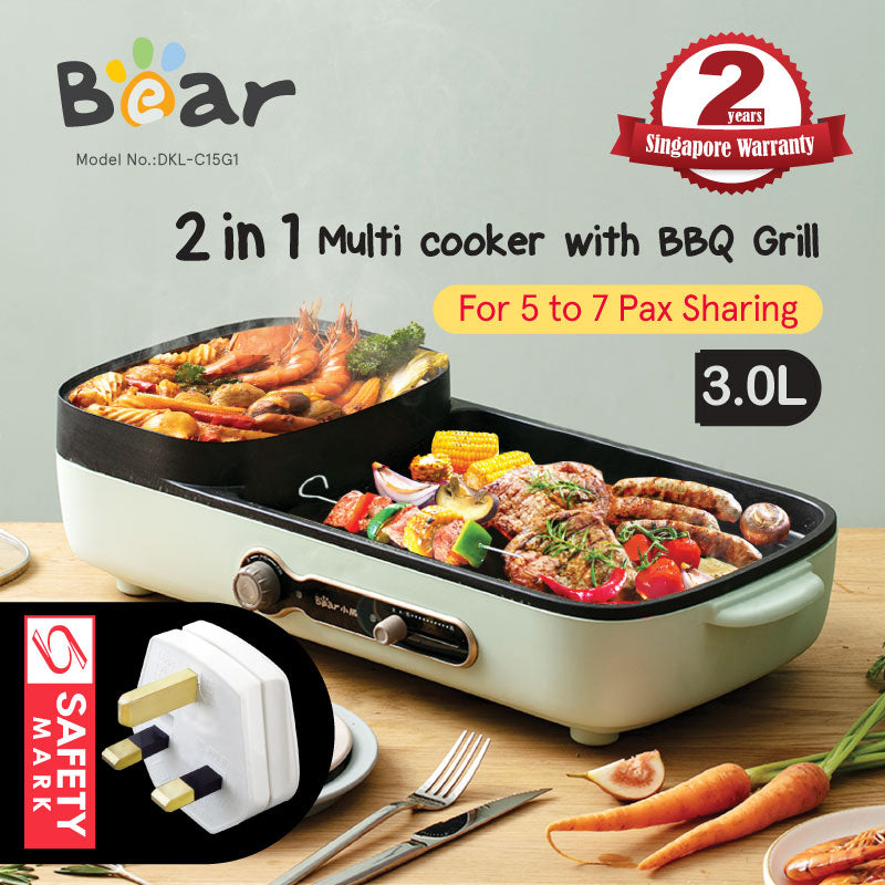 Bear 1600W Steamboat & BBQ Grill Multi Cooker DKL-C15G1