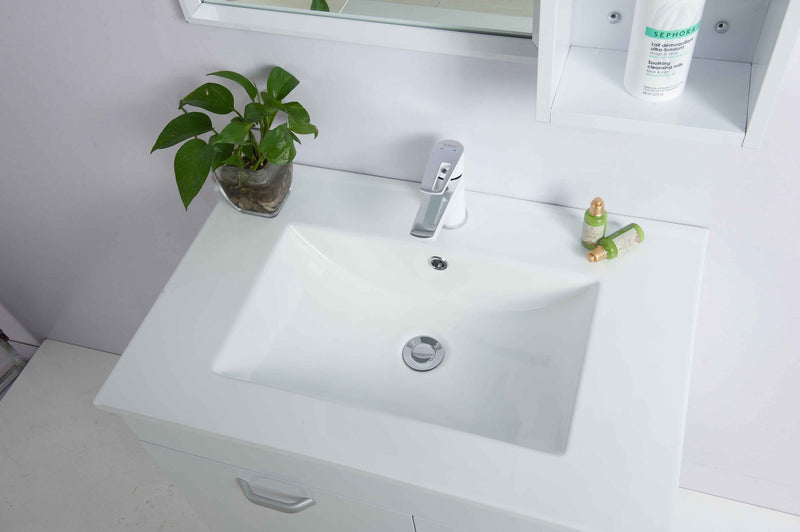 Rubine TOP 70M 70.5cm Insert Top Ceramic Basin Gloss White