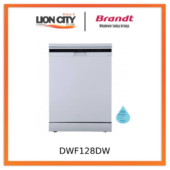 Brandt DWF128DW Free Standing Dishwasher - White