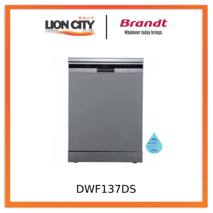 Brandt DWF137DS Free Standing Dishwasher - Silver