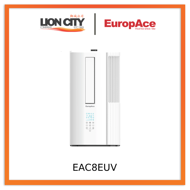 EuropAce EAC8EUV 8,000 BTU Inverter Casement Air Con UV Air Purification, 2 Ticks Inverter Technology