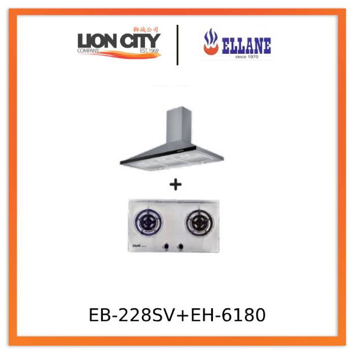 Ellane EH-6180 90cm Stainless Steel Chimney Hood + EllaneEB-228SV 75cm ...