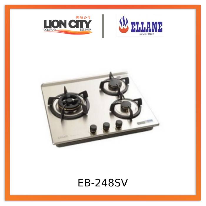 Ellane EB-248SV 3 Burner Stainless Steel Gas Hobs - Lion City Company