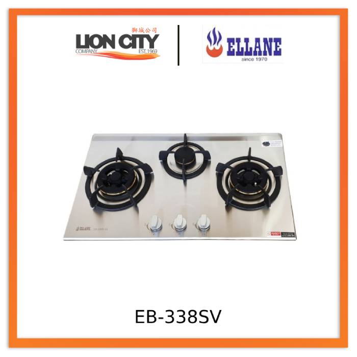 Ellane EB-338SV 3 Burner Stainless Steel Gas Hobs