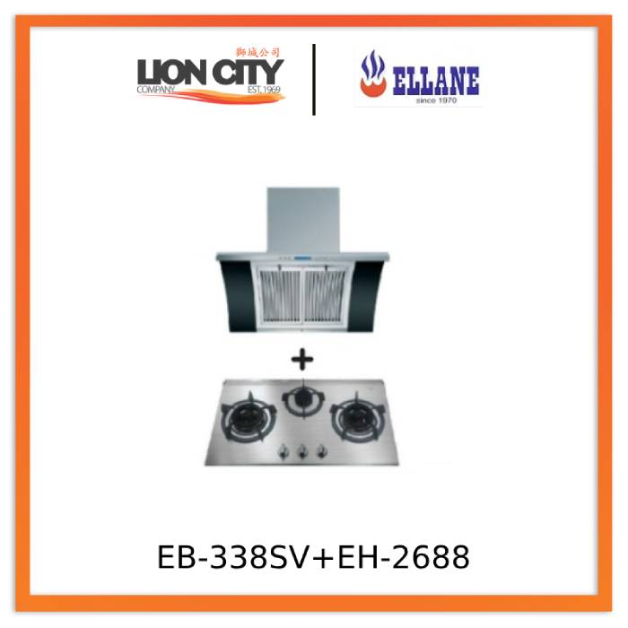 Ellane EH-2688 90cm Stainless Steel Chimney Hood With Arch Glass + Ell ...