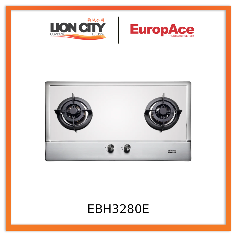 EuropAce EBH3280ETG/EBH3280ELPG 80cm Built-In Stainless Steel Gas Hob (2burner)