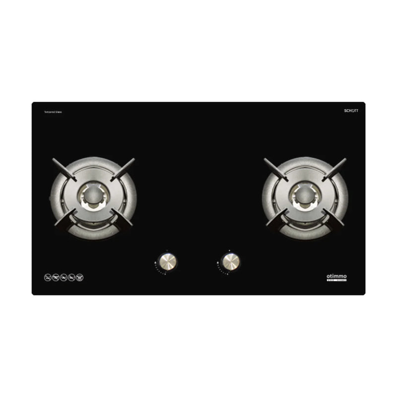 Europace ECH9122EBK 90cm 1200m3/h L-Shaped Hood with Dual Suction + EBH6281S 2 Burner 80cm Slim Gas Cooker Hob (Schott Glass)
