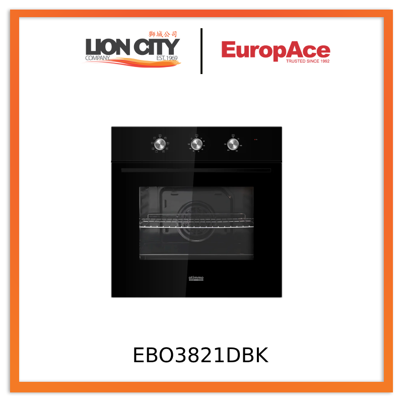 EuropAce EBO3821DBK 60cm 82L Built-In Oven (Mechanical Knob)