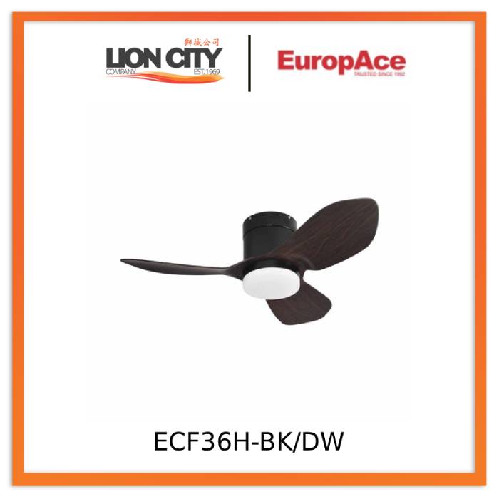 Europace ECF36H - WH/LW / ECF36H - BK/DW 36 in BLDC Motor Ceiling Fan W/light (White With Light Wood)