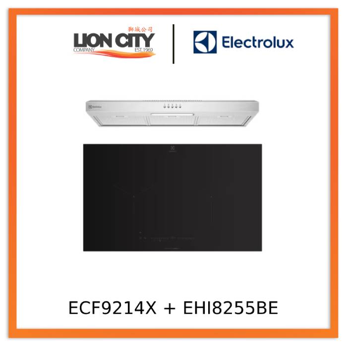 Electrolux ECF9214X 90cm UltimateTaste 300 fixed extractor hood+Electrolux EHI8255BE 80cm UltimateTaste 700 built-in induction hob with 2 cooking zones