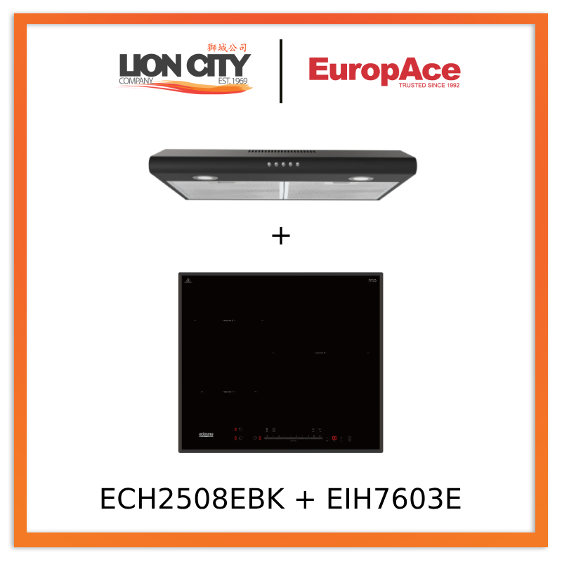 Europace ECH2508EBK 60cm Slimline Hood + EIH7603E 7 Series 60cm Induction Hob