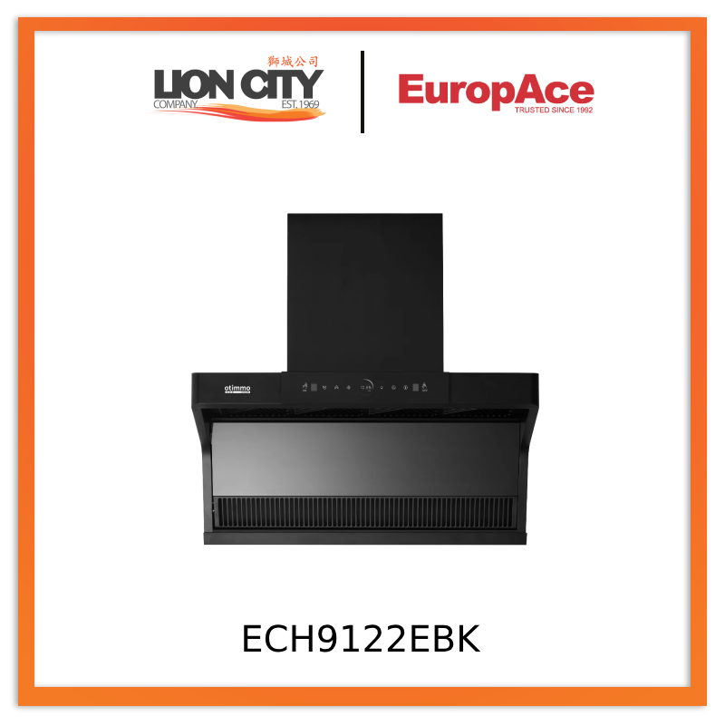 Europace ECH9122EBK 90cm 1200m3/h L-Shaped Hood with Dual Suction