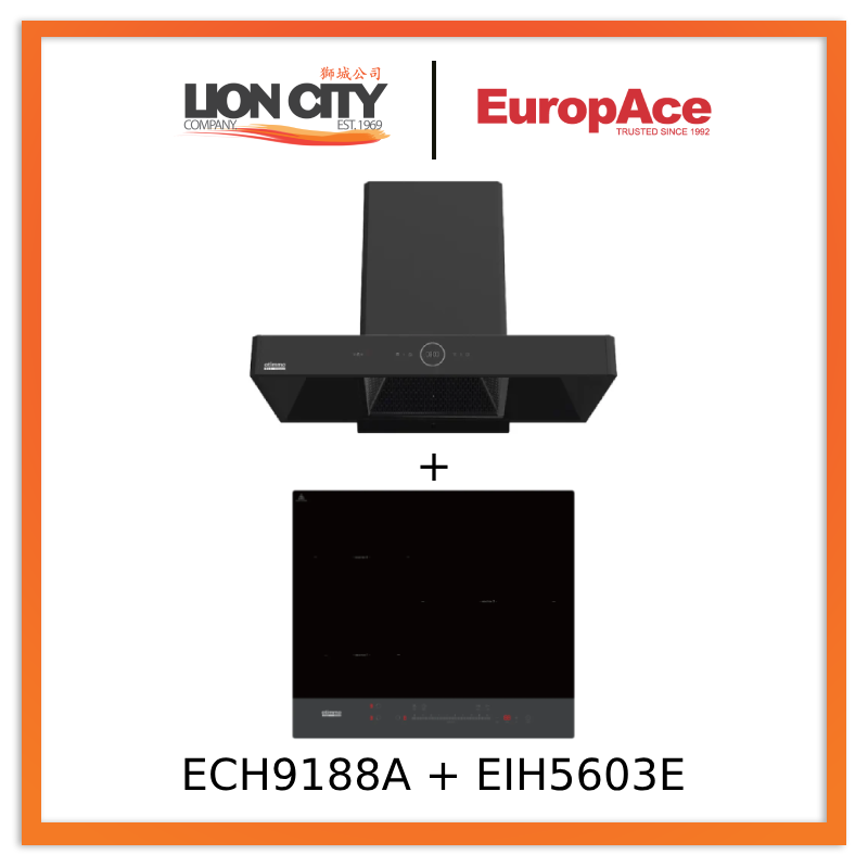 Europace ECH9188A 90CM Premium T-Chimney Hood + EIH5603E 5 Series 60cm Induction Hob