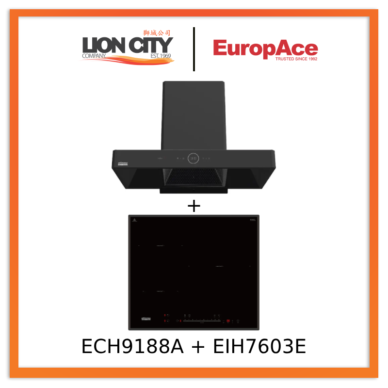 Europace ECH9188A 90CM Premium T-Chimney Hood + EIH7603E 7 Series 60cm Induction Hob