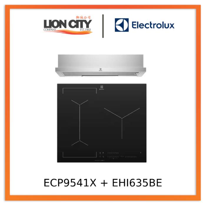 Electrolux ECP9541X 90cm UltimateTaste 300 pull-out extractor hood+Electrolux EHI635BE 60cm UltimateTaste 700 3 zone induction cooktop