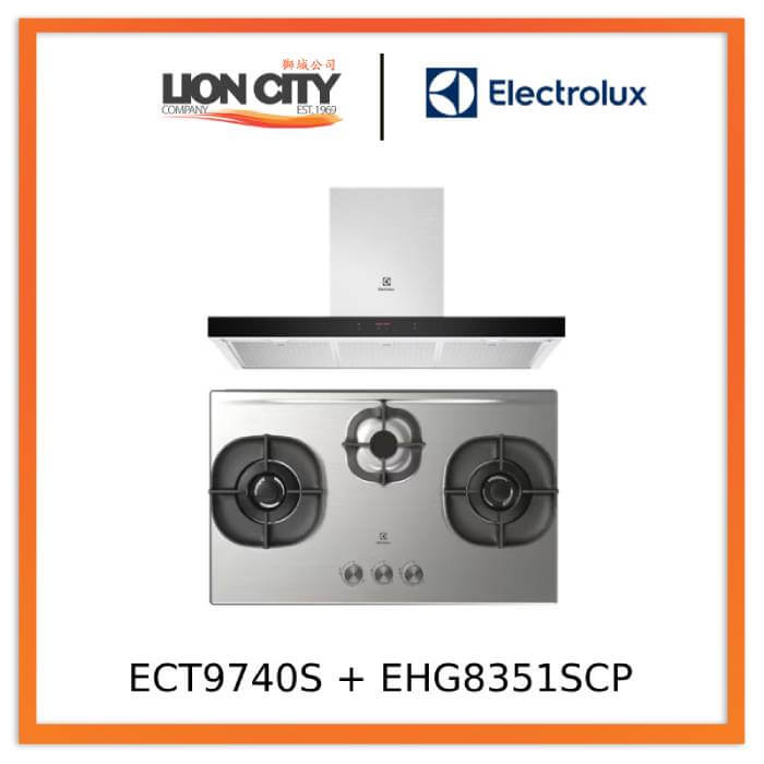 Electrolux ECT9740S 90cm UltimateTaste 500 chimney cooker hood+EHG8351SCP (PUB) 82cm UltimateTaste 500 built-in gas hob with 3 cooking zones